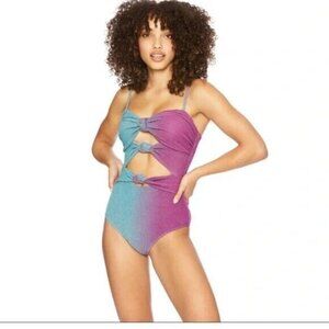 Free People Beach Riot Karla Sparkle Ombré One Piece Swimsuit Size XS NEW